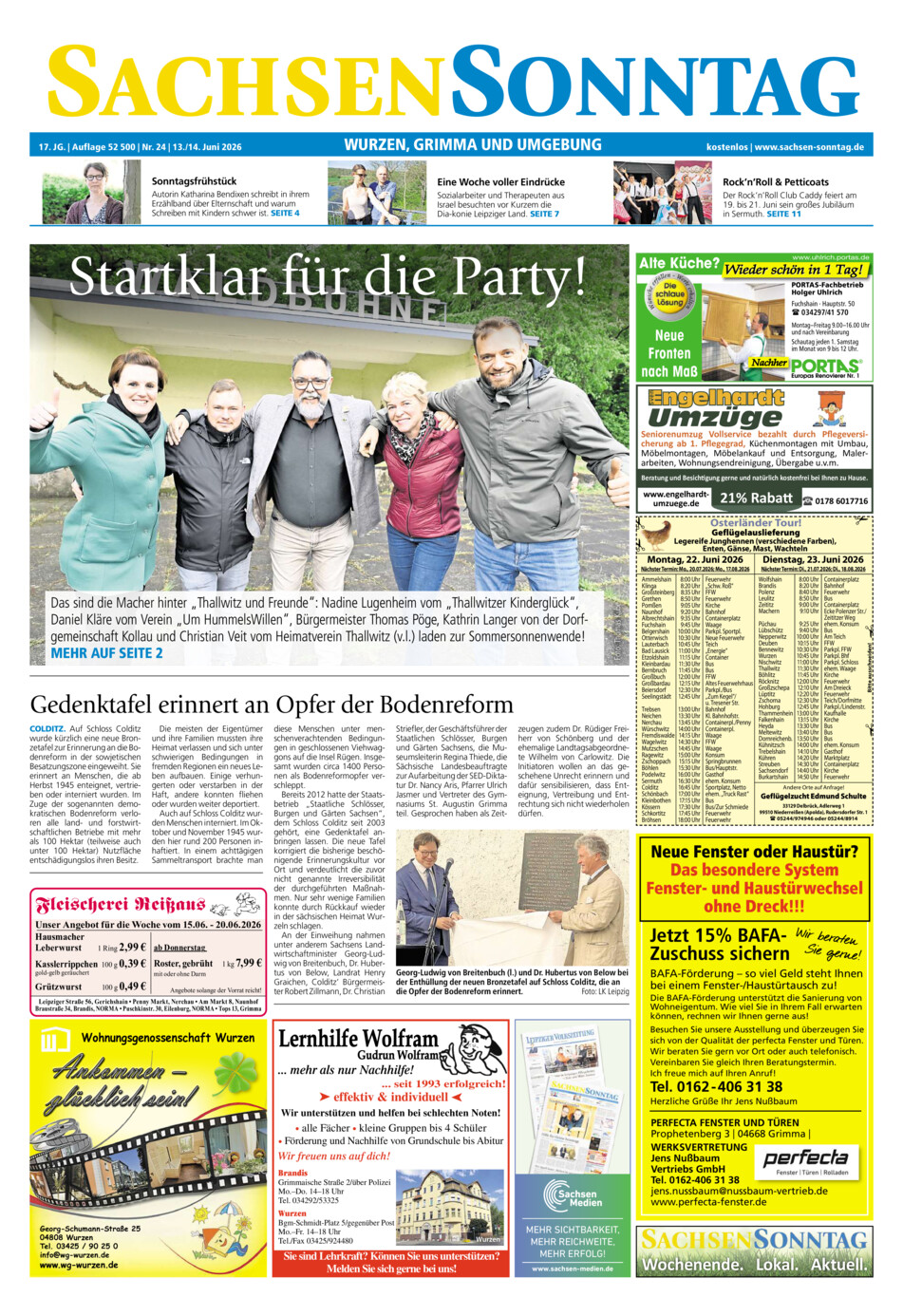 Sachsen-Sonntag Wurzen_Grimma vom Samstag, 13.06.2026