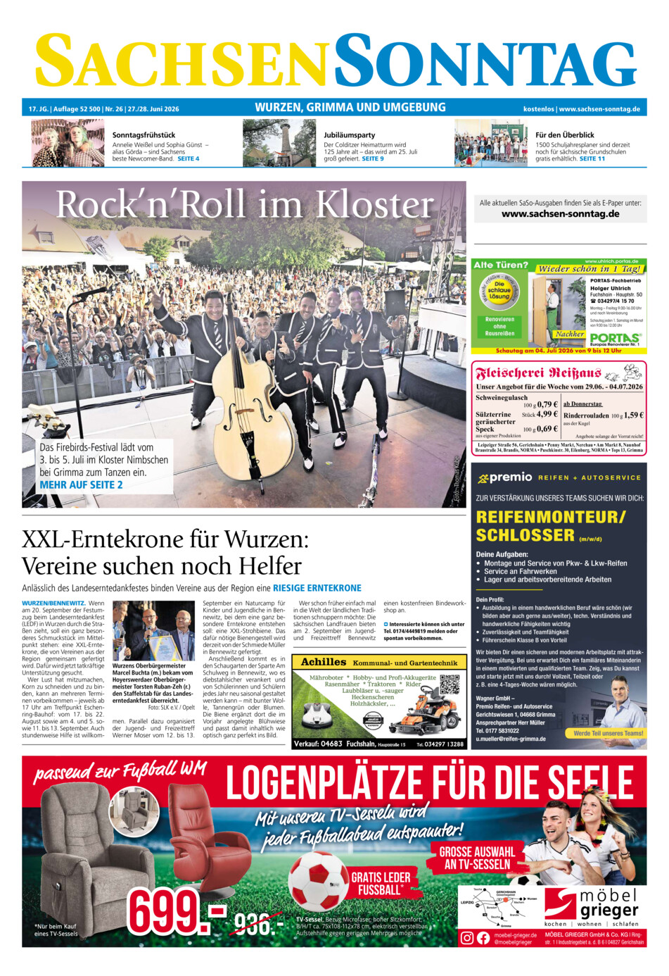 Sachsen-Sonntag Wurzen_Grimma vom Samstag, 27.06.2026