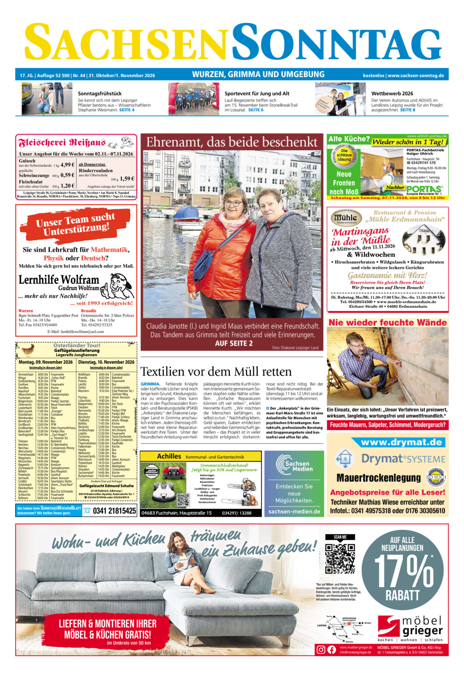 Sachsen-Sonntag Wurzen_Grimma vom Samstag, 31.10.2026