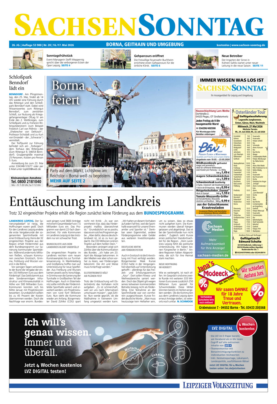Sachsen-Sonntag Borna_Geithain vom Samstag, 16.05.2026