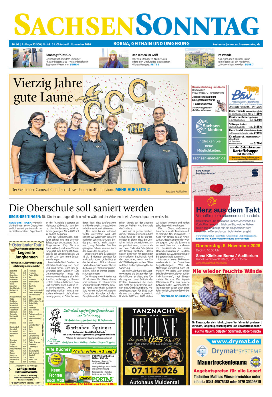 Sachsen-Sonntag Borna_Geithain vom Samstag, 31.10.2026