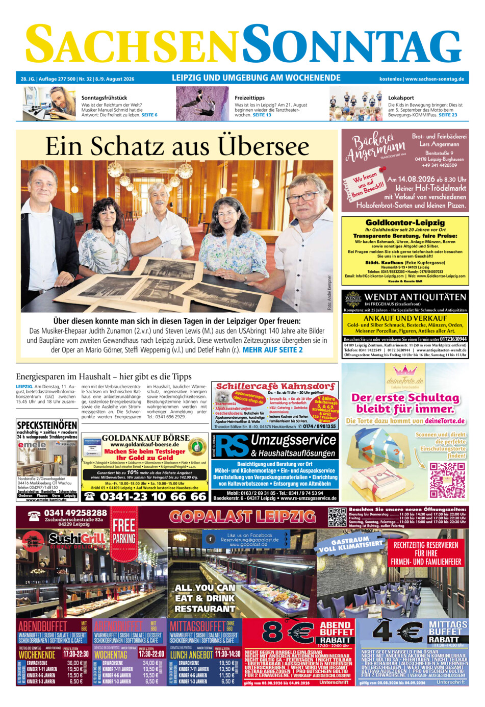 Sachsen-Sonntag Leipzig vom Samstag, 08.08.2026