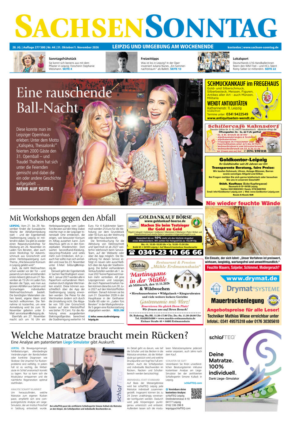 Sachsen-Sonntag Leipzig vom Samstag, 31.10.2026