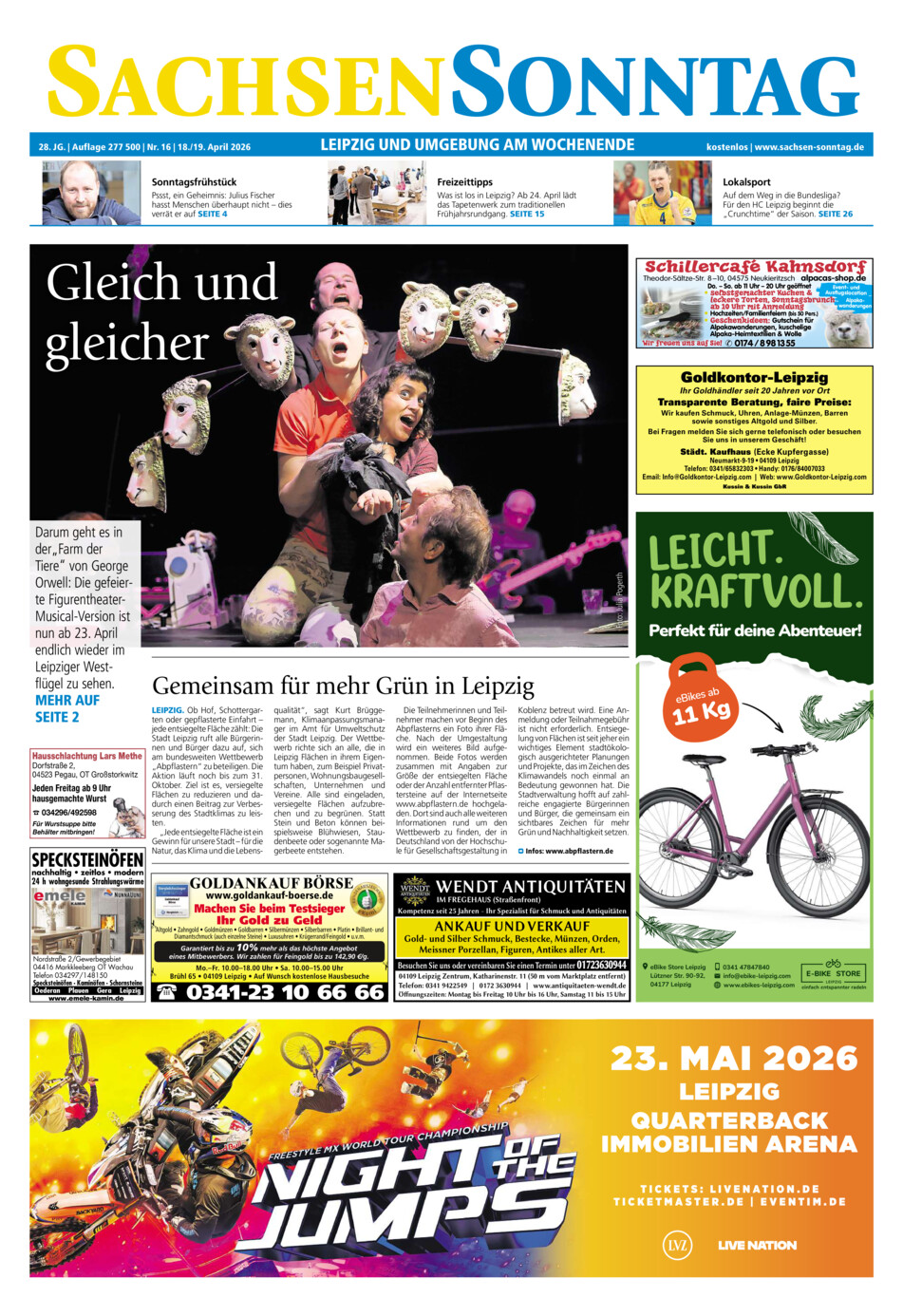 Sachsen-Sonntag Leipzig vom Samstag, 18.04.2026