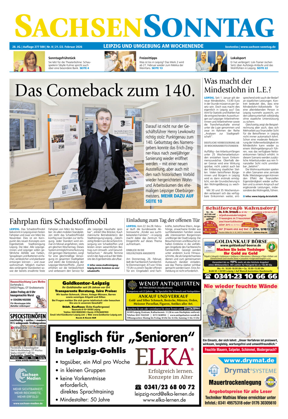 Sachsen-Sonntag Leipzig vom Samstag, 21.02.2026