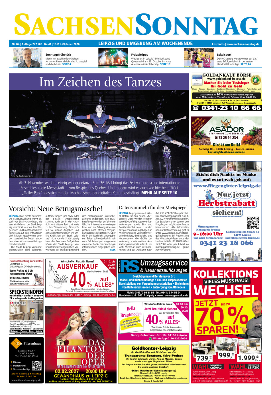 Sachsen-Sonntag Leipzig vom Samstag, 10.10.2026