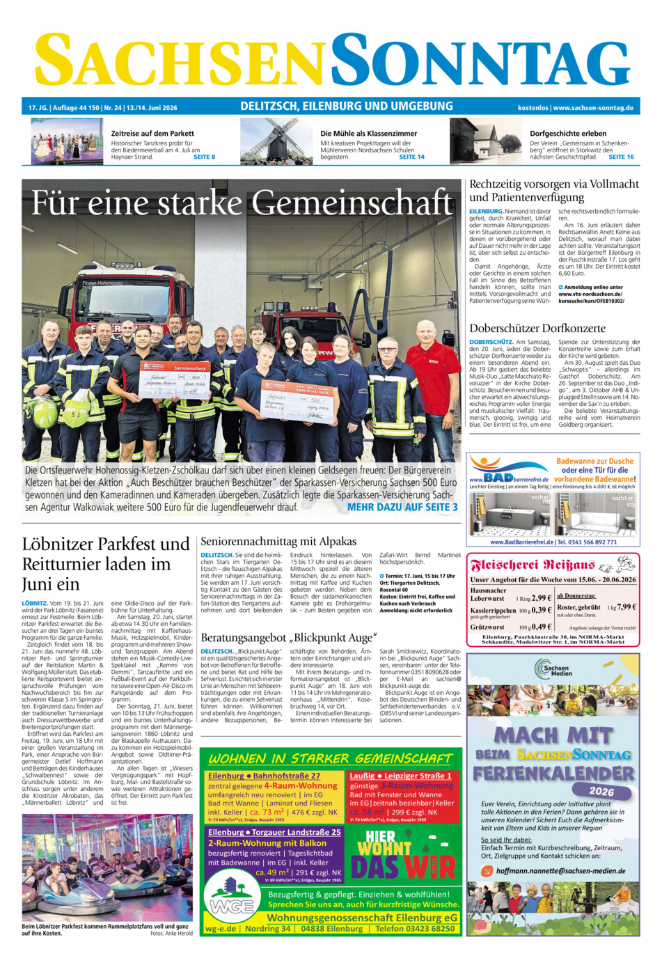 Sachsen-Sonntag Delitzsch_Eilenburg vom Samstag, 13.06.2026
