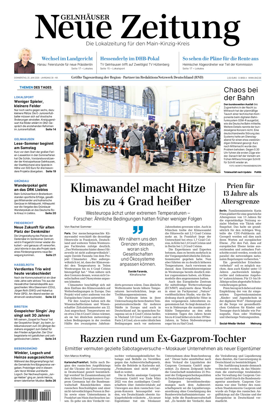 Gelnhäuser Neue Zeitung vom Donnerstag, 25.06.2026