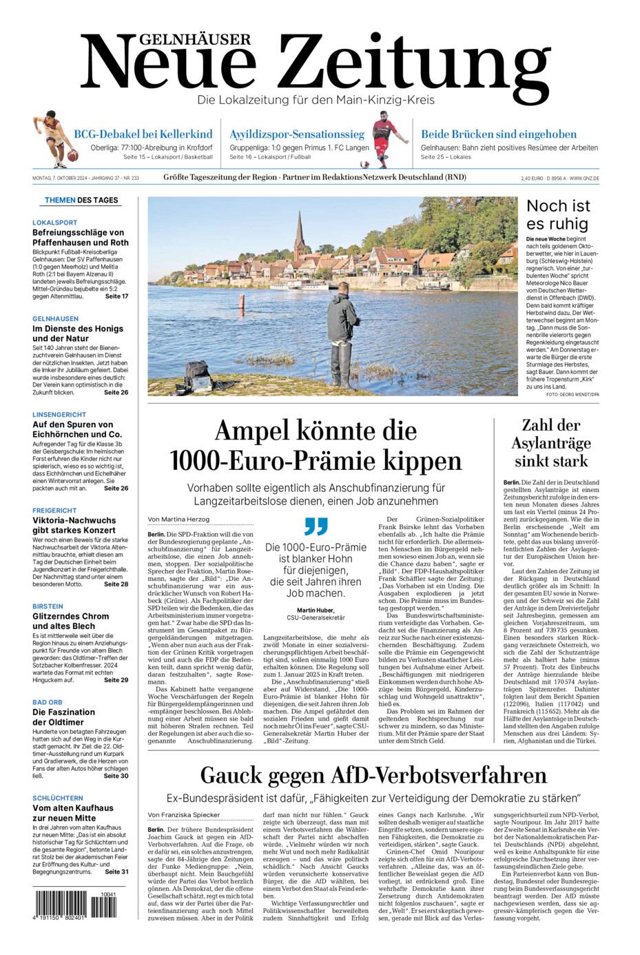 Gelnhäuser Neue Zeitung vom Montag, 07.10.2024