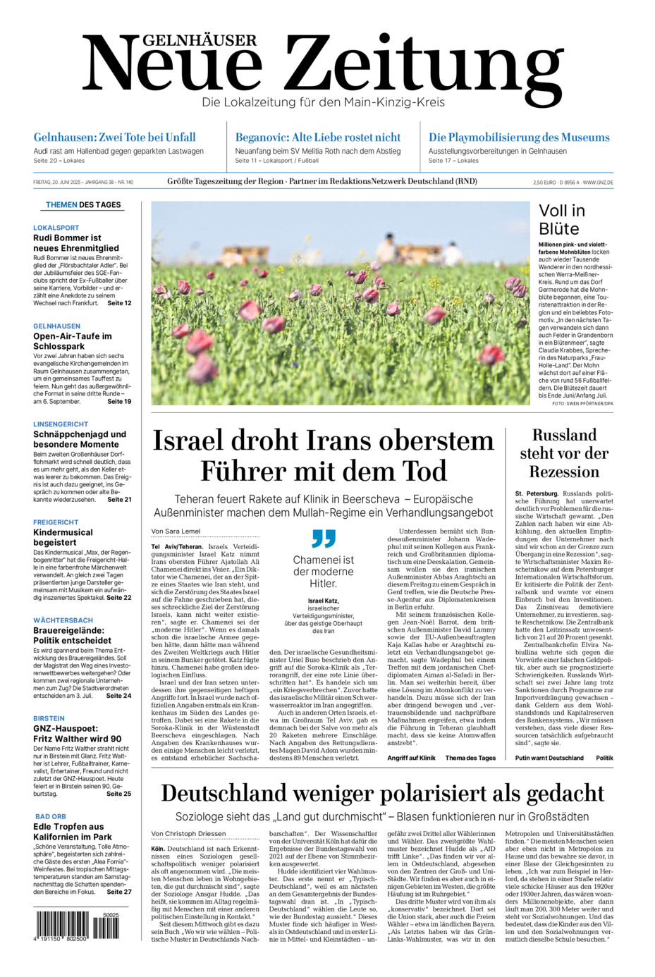 Gelnhäuser Neue Zeitung vom Freitag, 20.06.2025