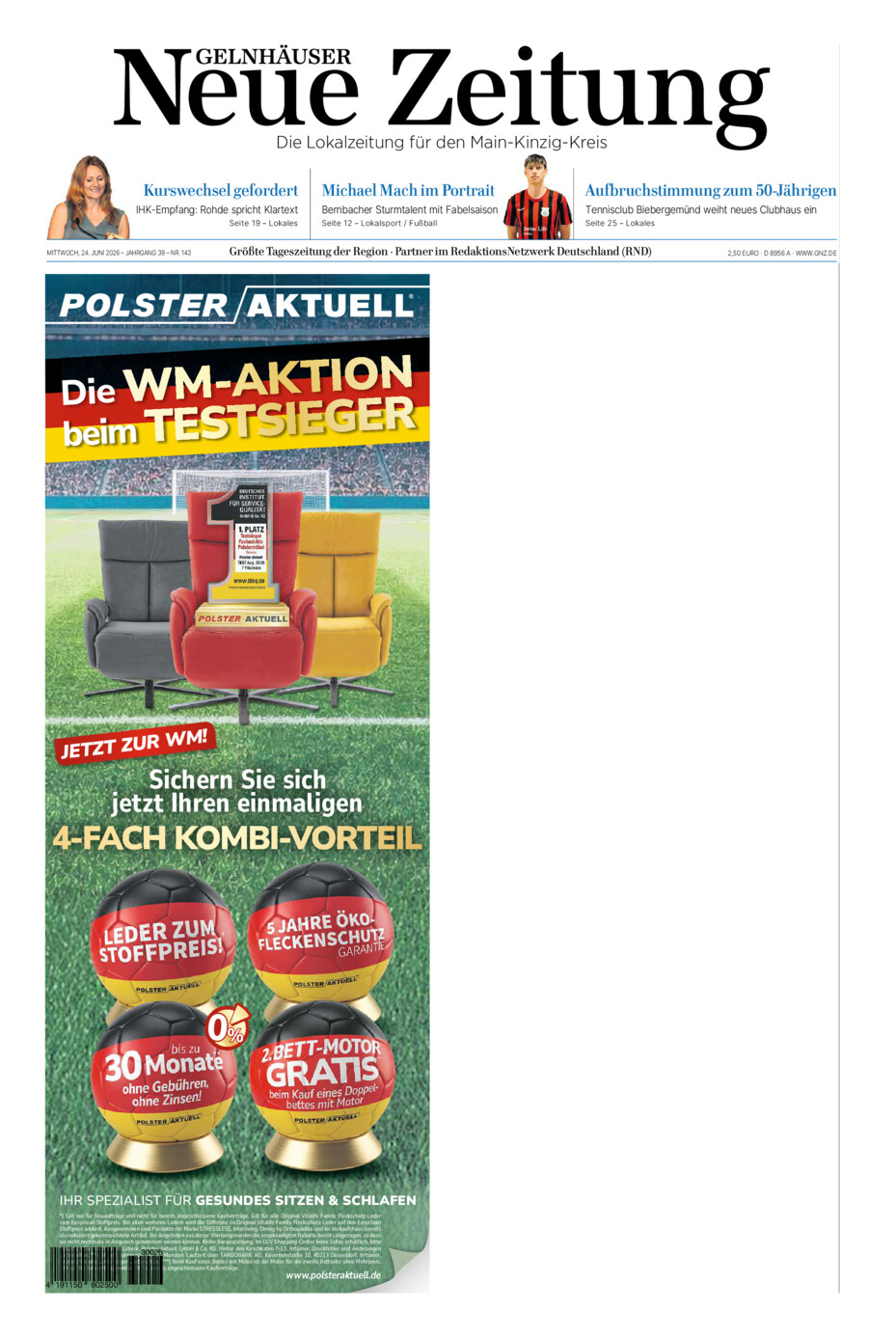 Gelnhäuser Neue Zeitung vom Mittwoch, 24.06.2026