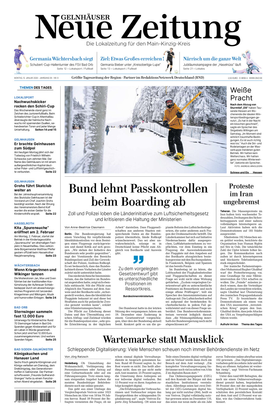Gelnhäuser Neue Zeitung vom Montag, 12.01.2026