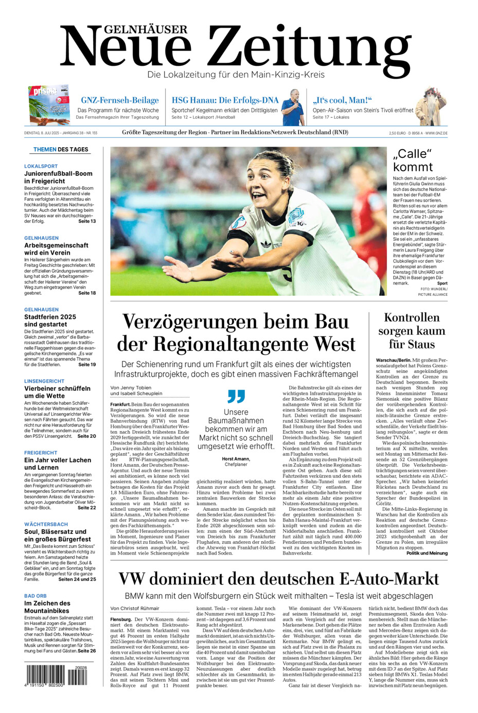 Gelnhäuser Neue Zeitung vom Dienstag, 08.07.2025
