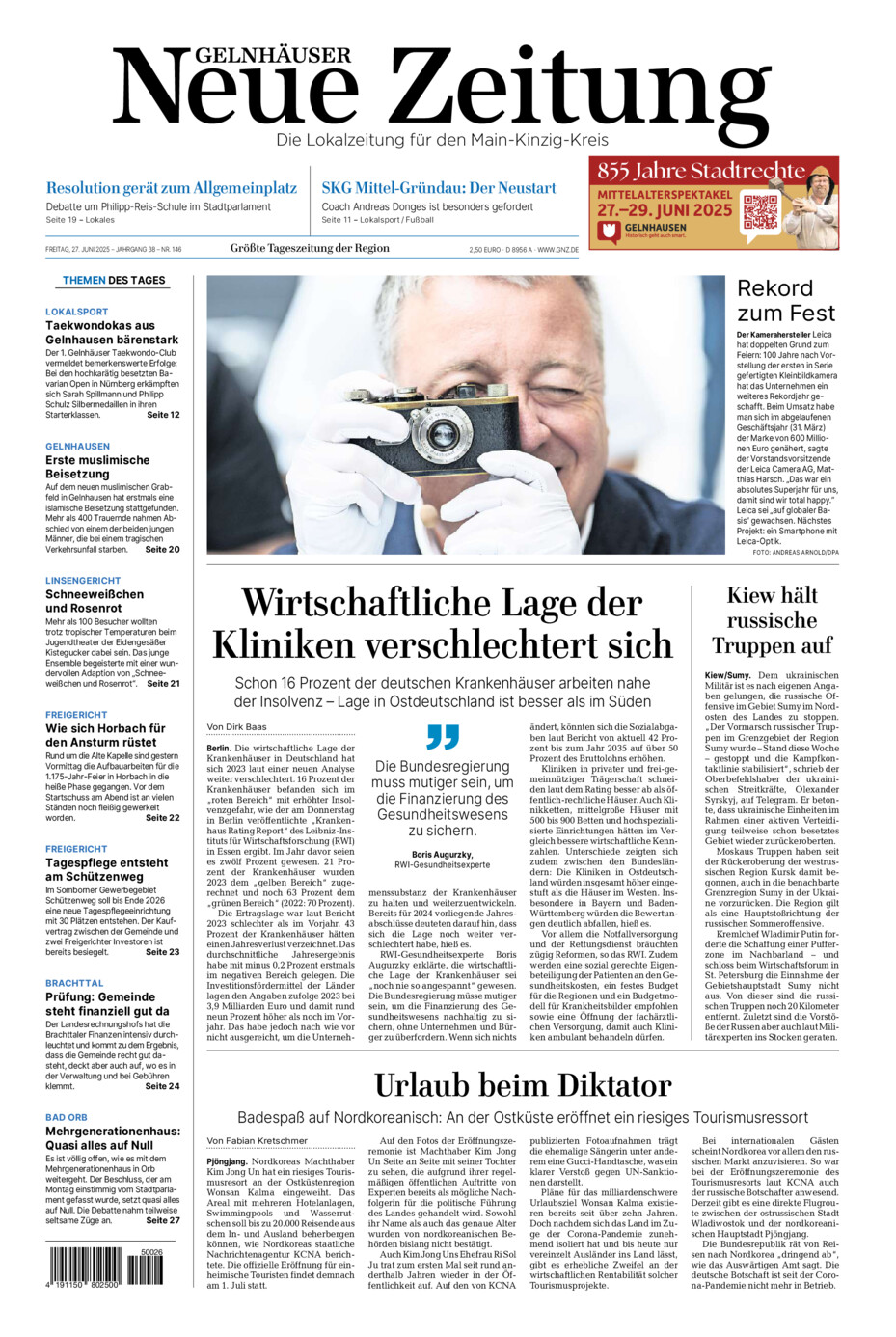 Gelnhäuser Neue Zeitung vom Freitag, 27.06.2025