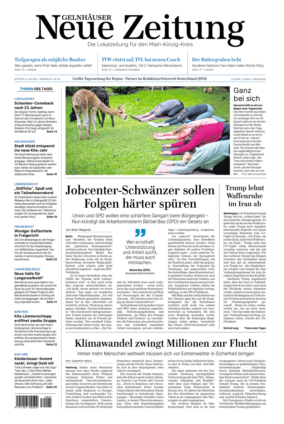 Gelnhäuser Neue Zeitung vom Mittwoch, 18.06.2025