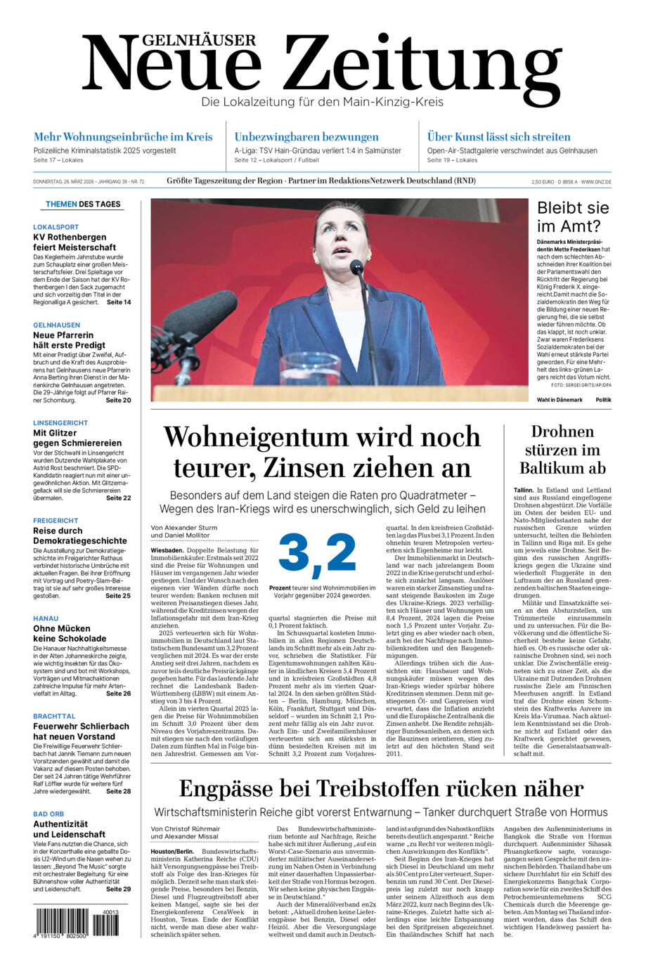 Gelnhäuser Neue Zeitung vom Donnerstag, 26.03.2026
