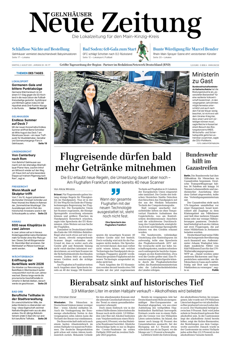 Gelnhäuser Neue Zeitung vom Samstag, 02.08.2025