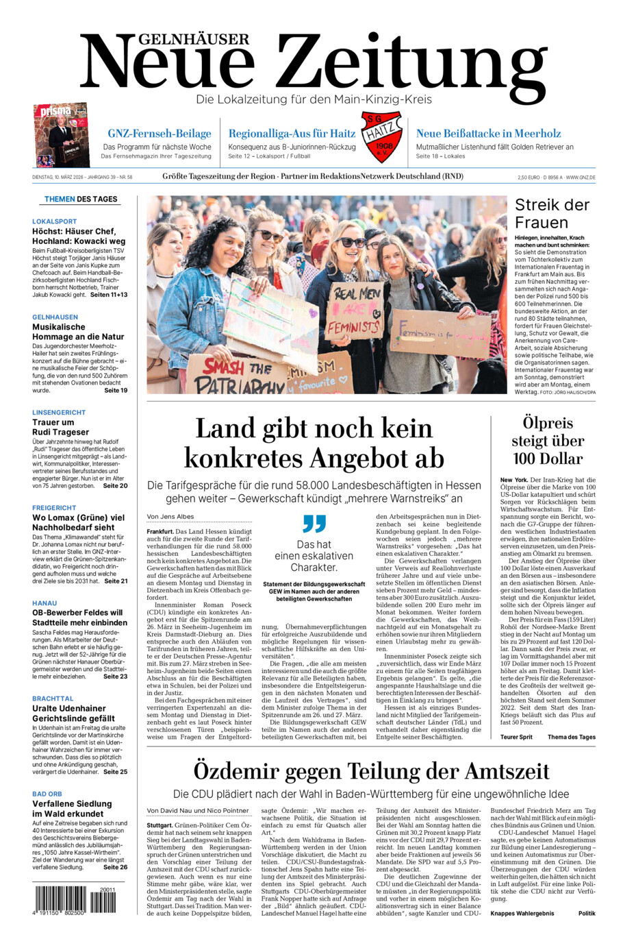 Gelnhäuser Neue Zeitung vom Dienstag, 10.03.2026