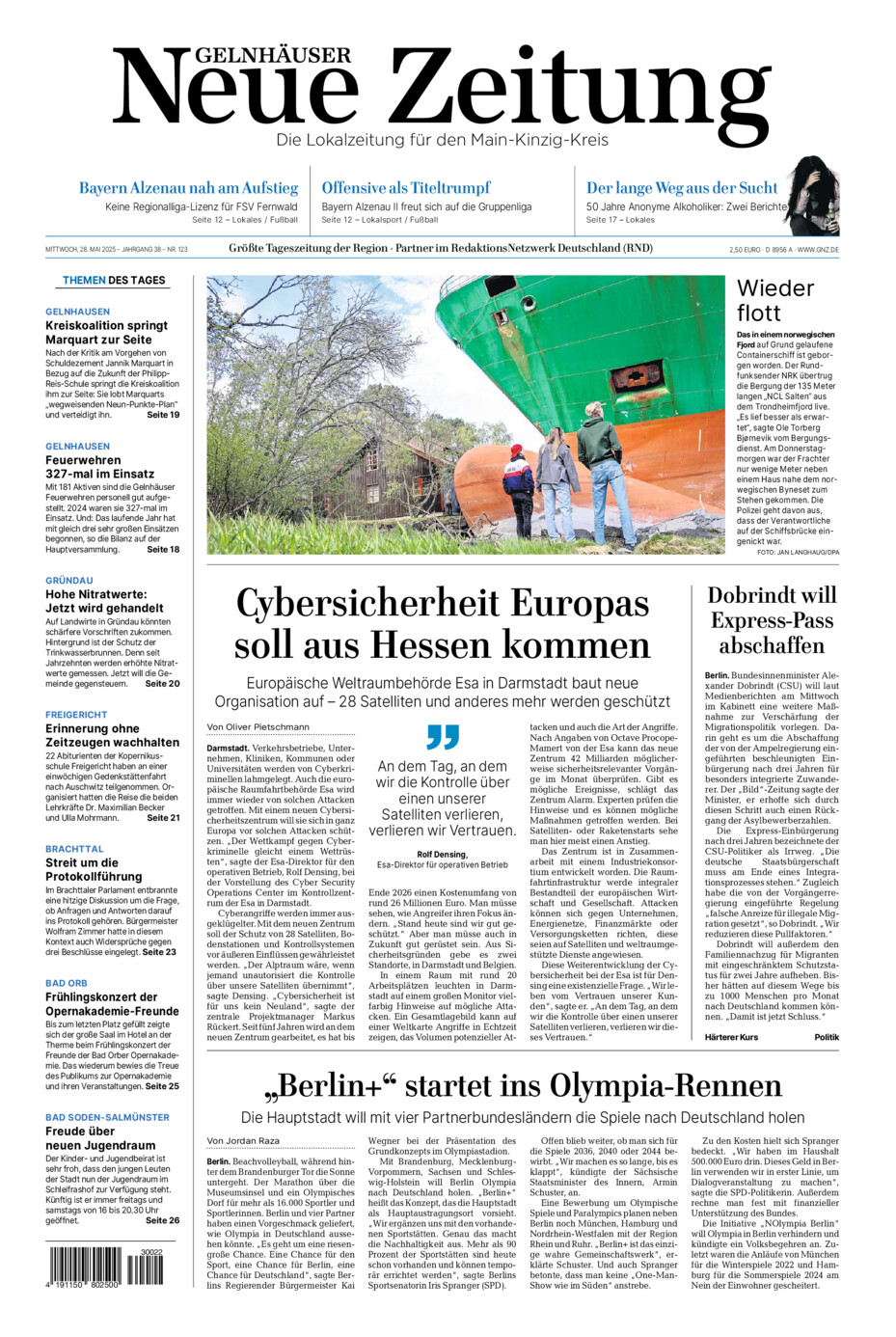 Gelnhäuser Neue Zeitung vom Mittwoch, 28.05.2025