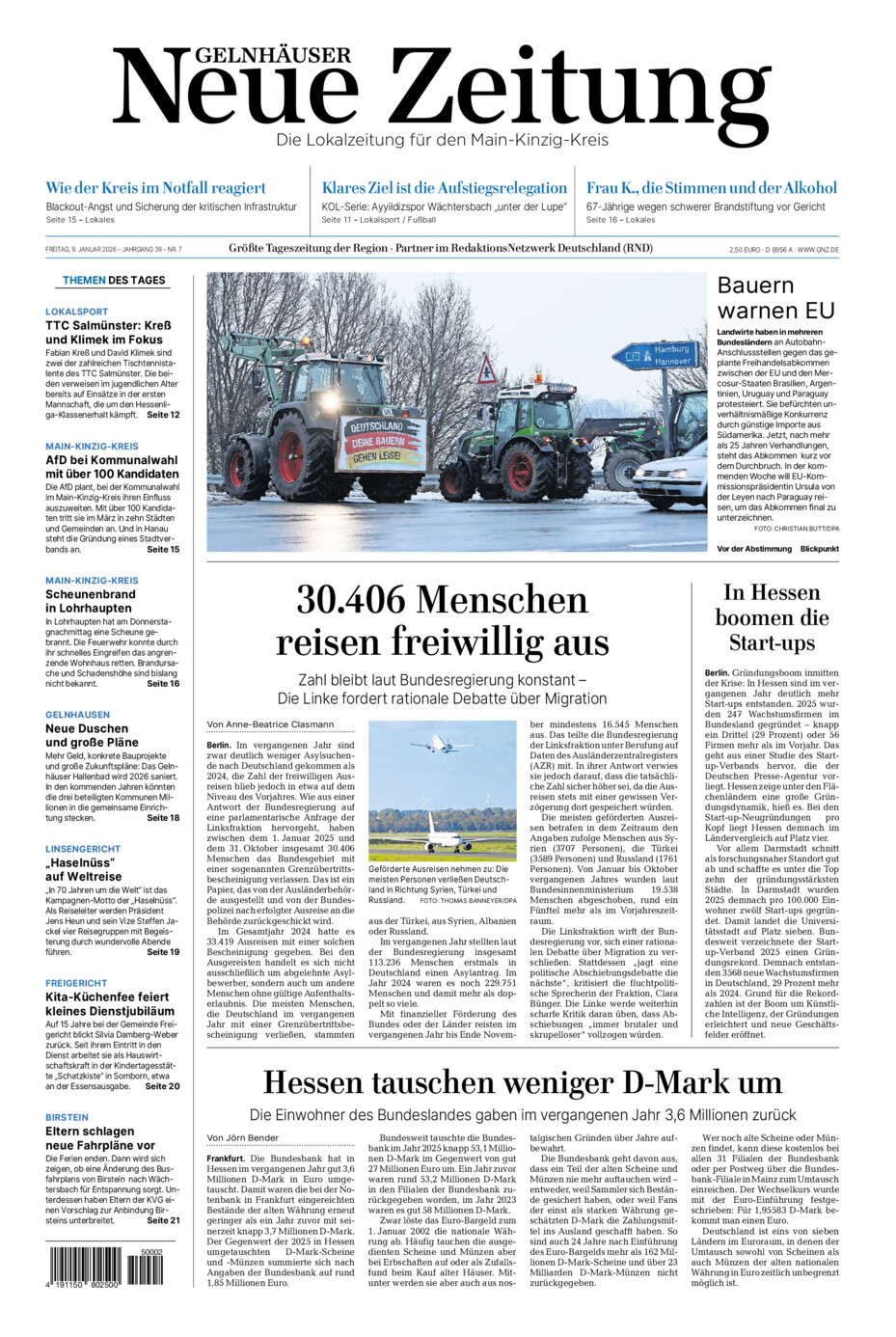 Gelnhäuser Neue Zeitung vom Freitag, 09.01.2026