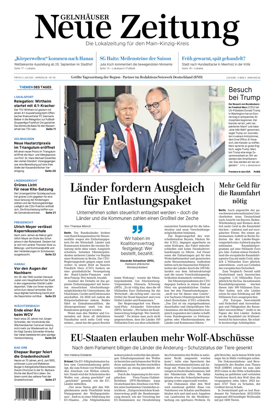 Gelnhäuser Neue Zeitung vom Freitag, 06.06.2025