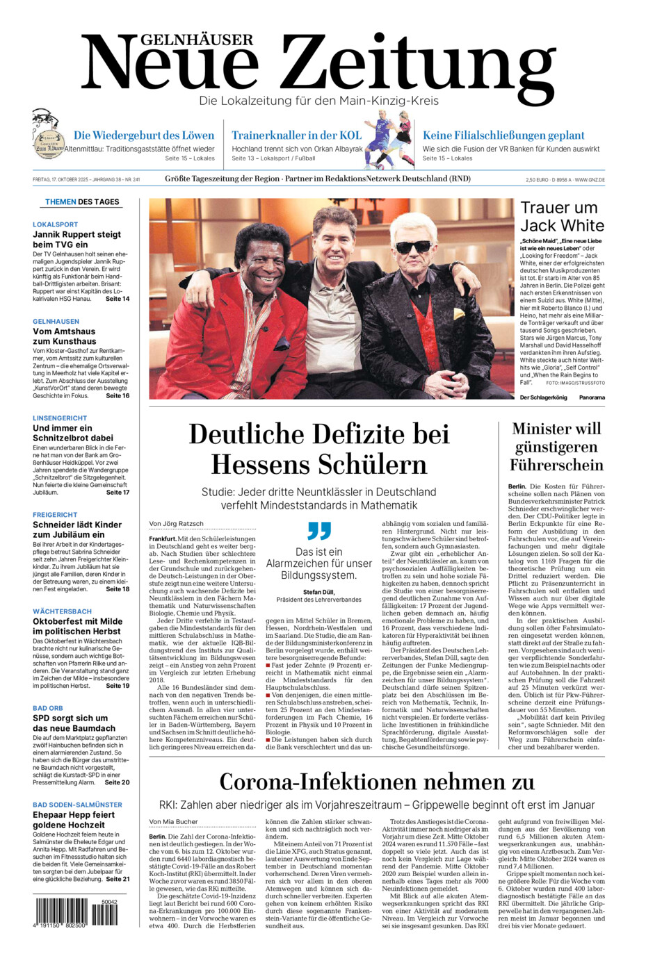 Gelnhäuser Neue Zeitung vom Freitag, 17.10.2025