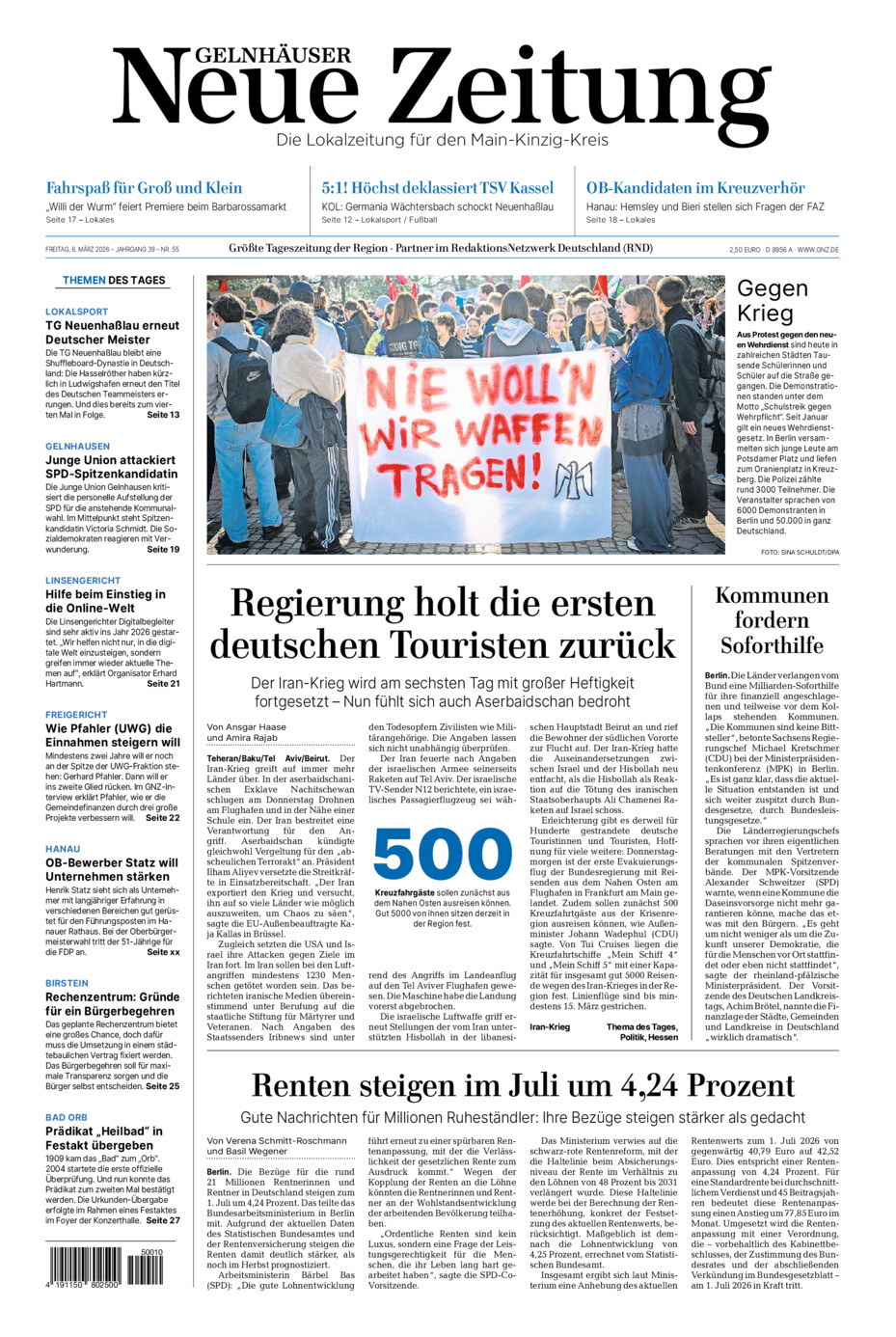 Gelnhäuser Neue Zeitung vom Freitag, 06.03.2026