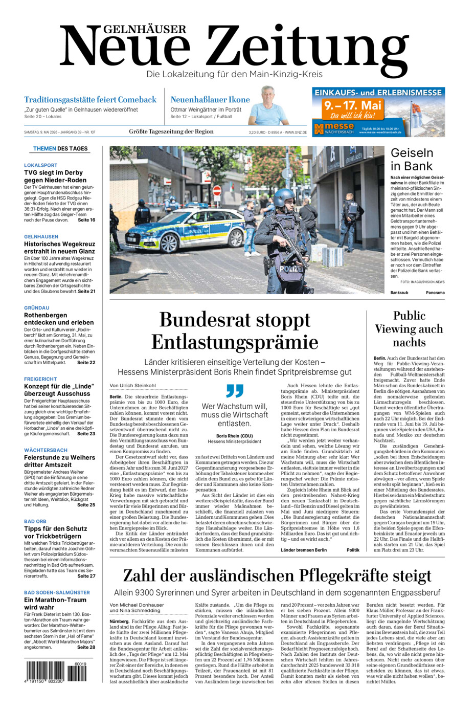 Gelnhäuser Neue Zeitung vom Samstag, 09.05.2026
