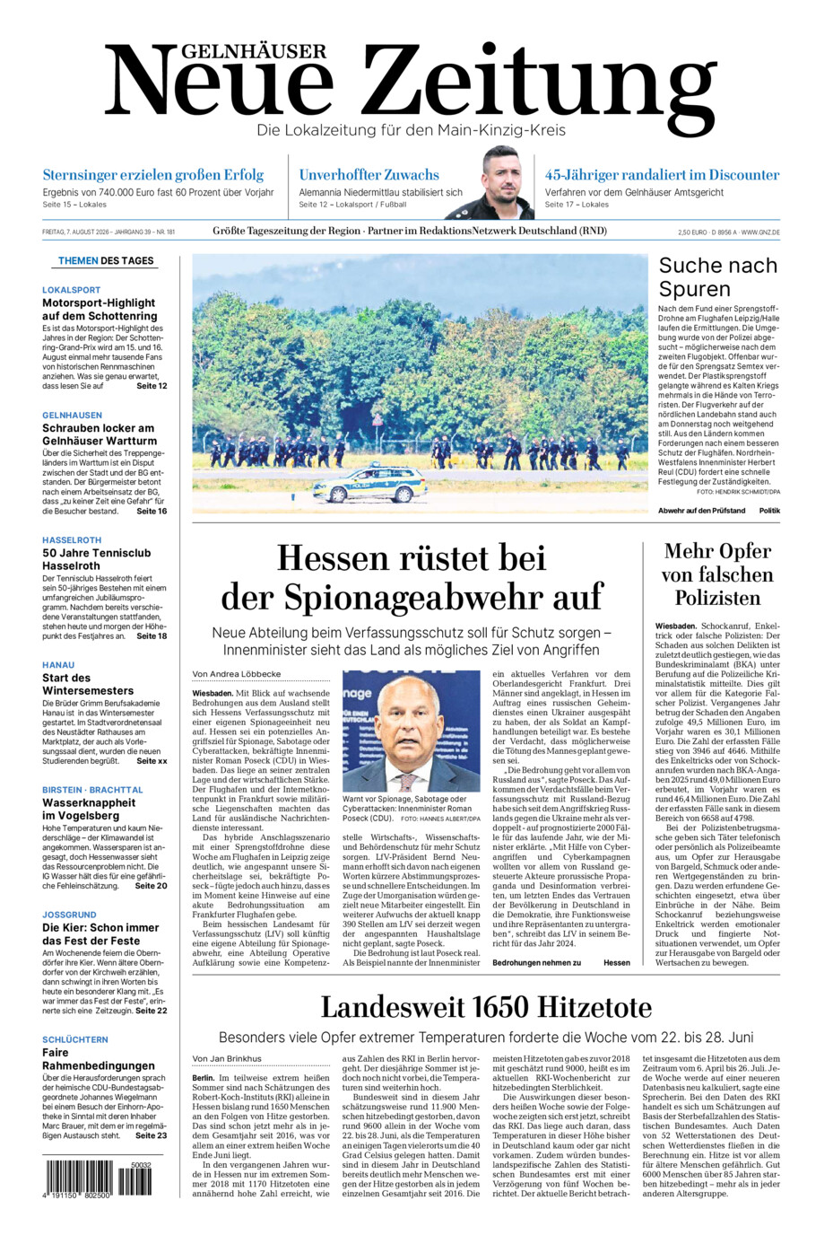 Gelnhäuser Neue Zeitung vom Freitag, 07.08.2026