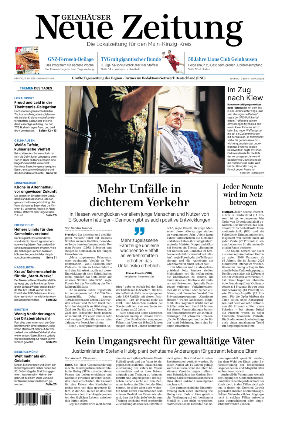 Gelnhäuser Neue Zeitung vom Dienstag, 12.05.2026