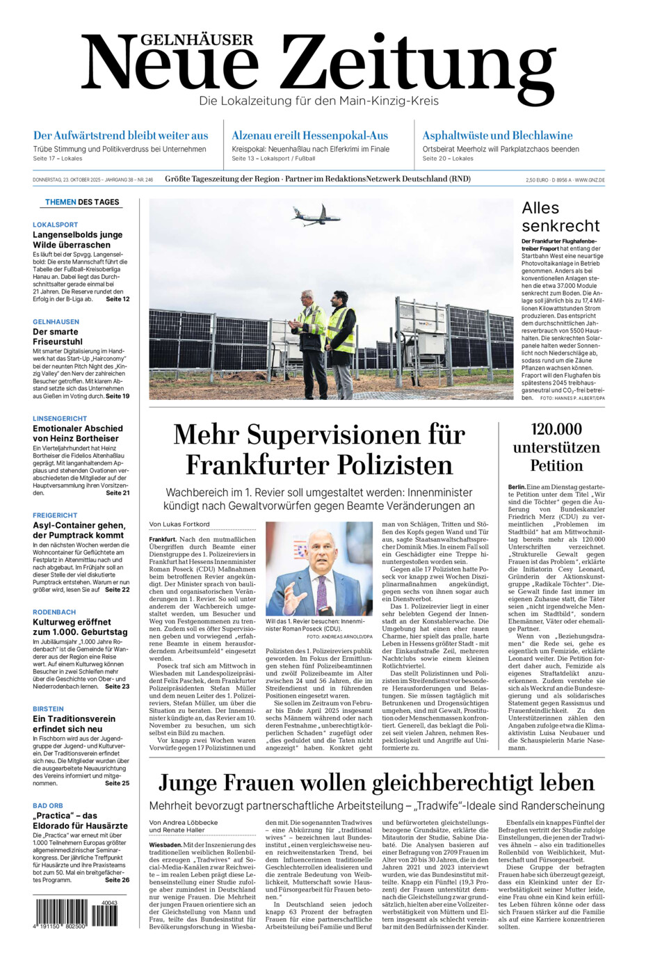 Gelnhäuser Neue Zeitung vom Donnerstag, 23.10.2025