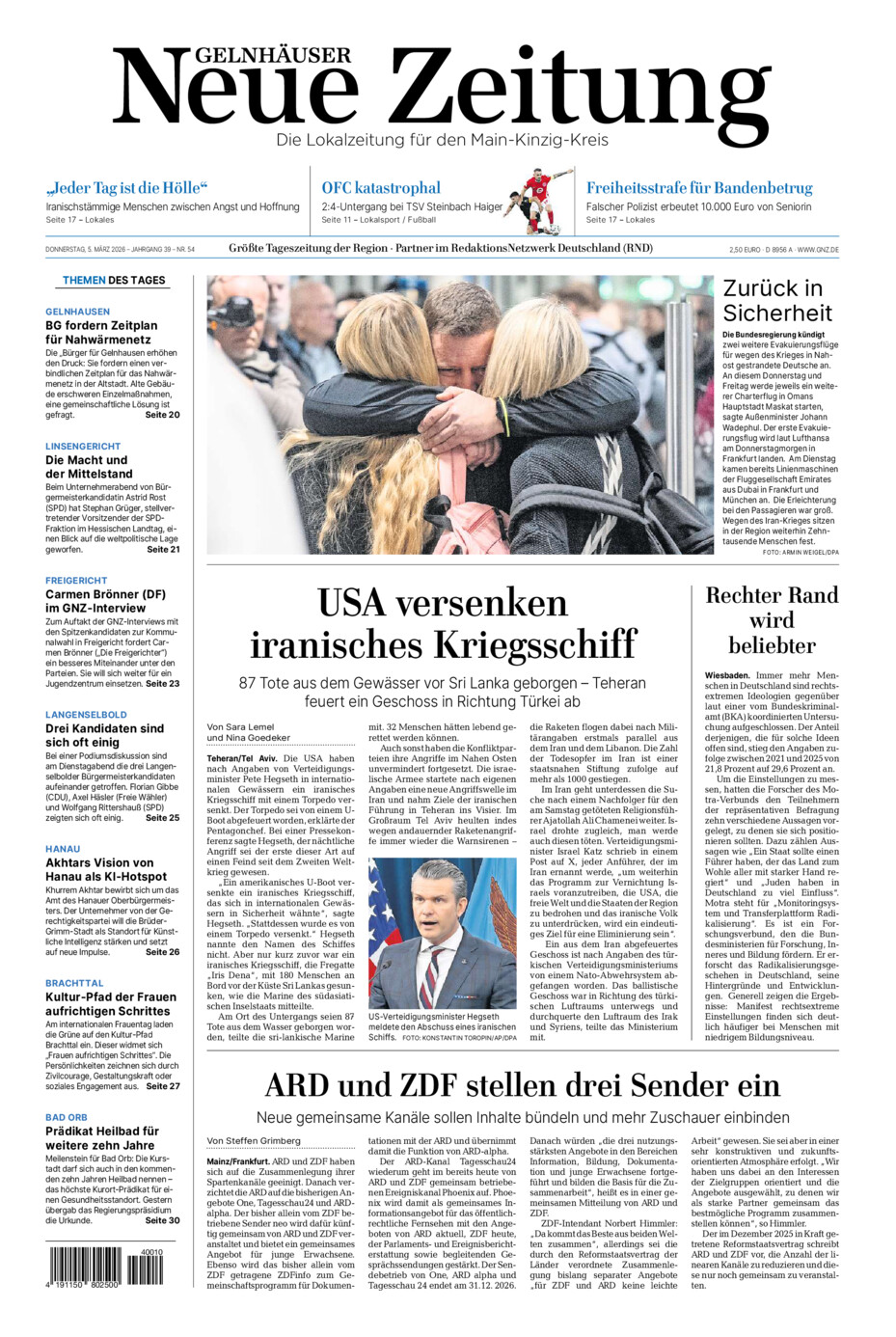 Gelnhäuser Neue Zeitung vom Donnerstag, 05.03.2026