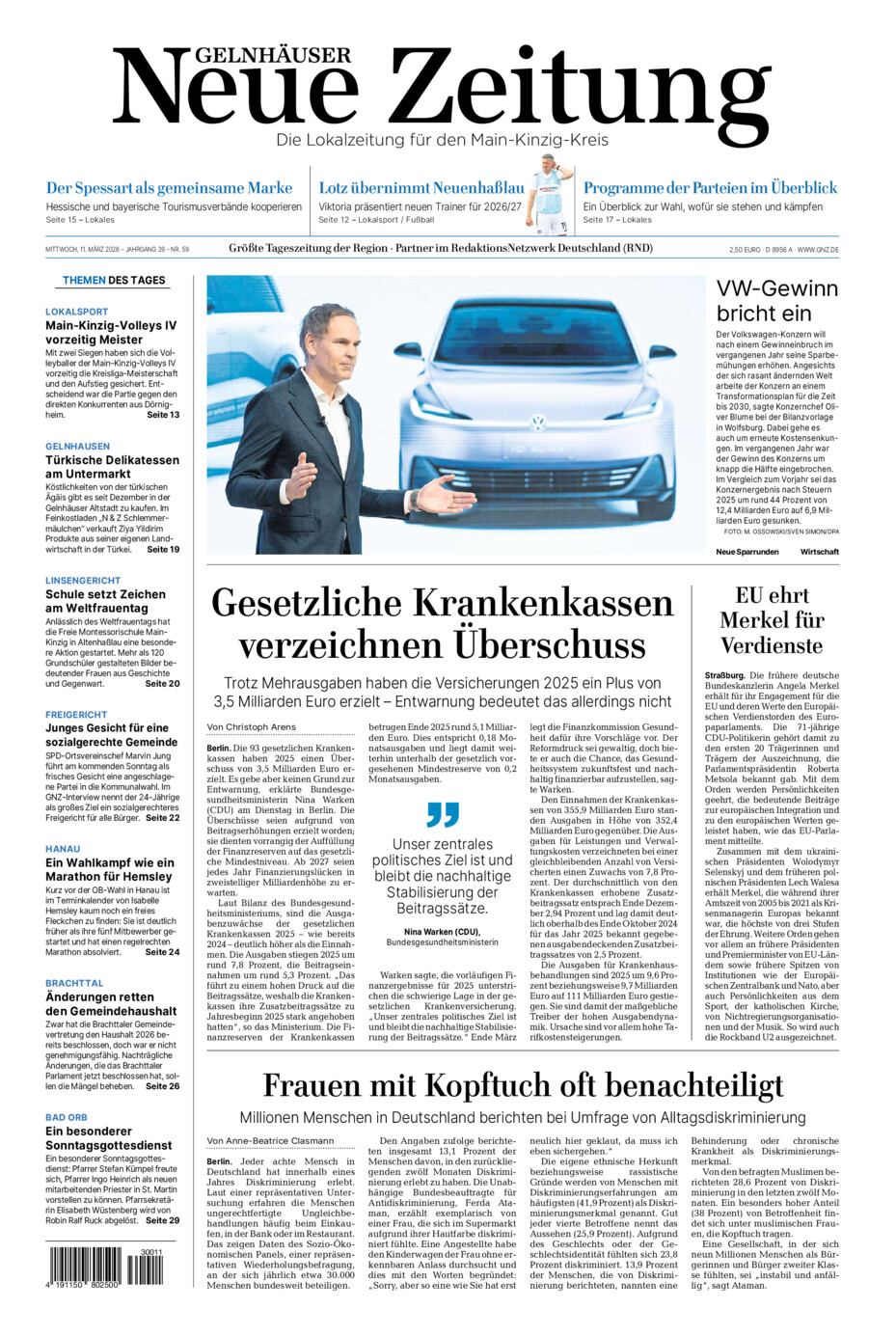 Gelnhäuser Neue Zeitung vom Mittwoch, 11.03.2026