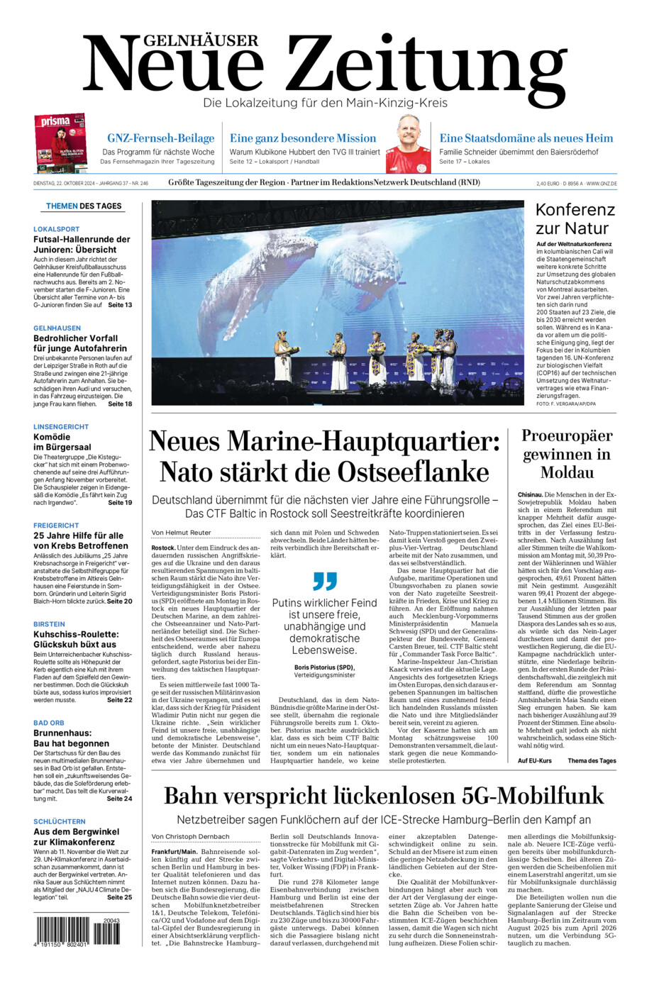 Gelnhäuser Neue Zeitung vom Dienstag, 22.10.2024