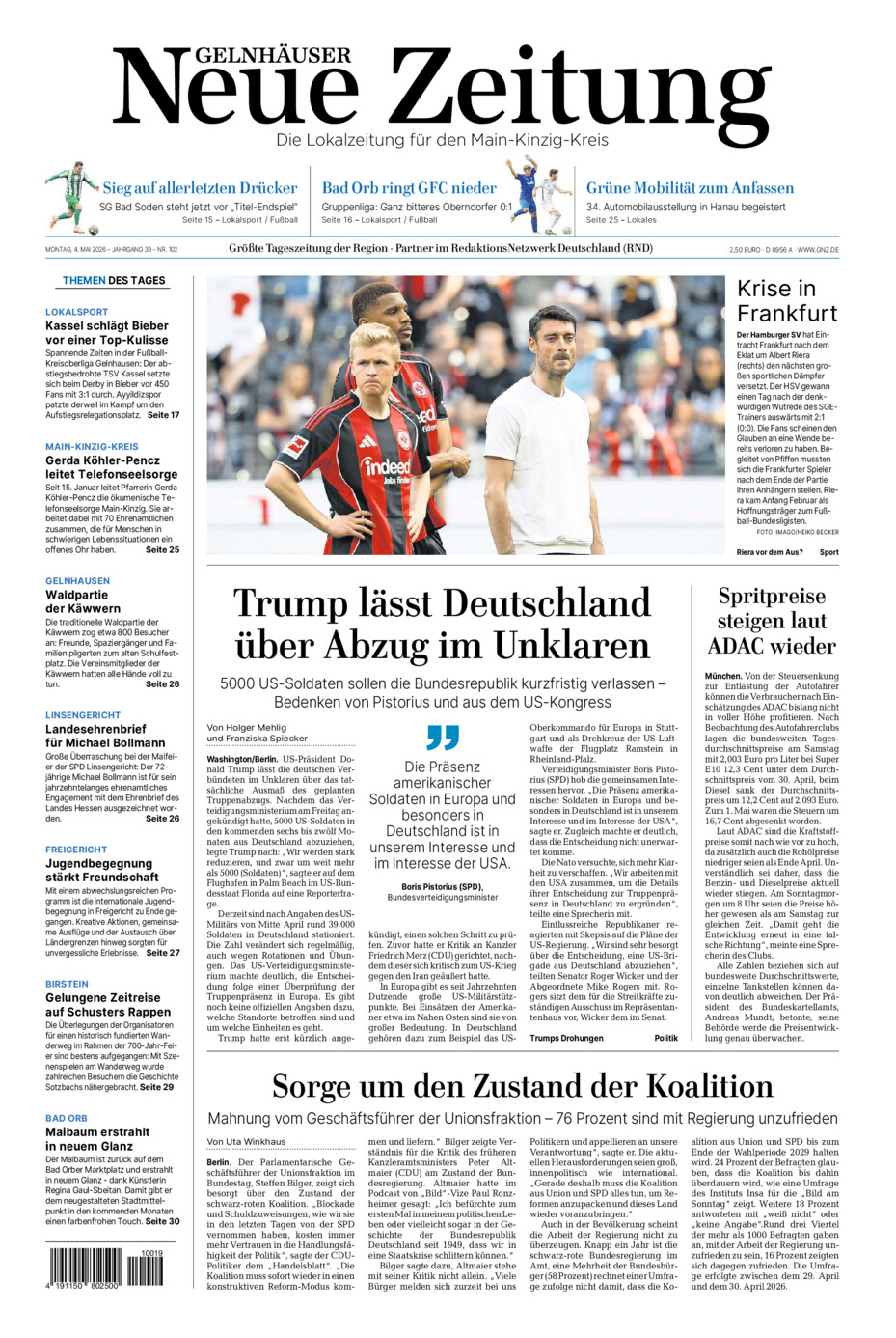 Gelnhäuser Neue Zeitung vom Montag, 04.05.2026