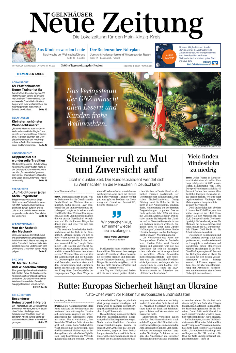 Gelnhäuser Neue Zeitung vom Mittwoch, 24.12.2025