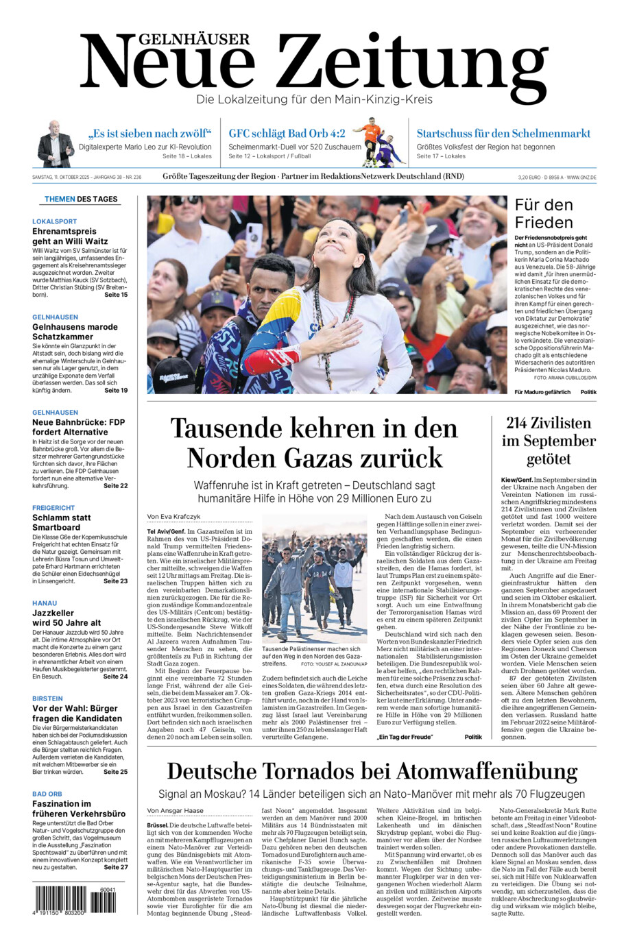 Gelnhäuser Neue Zeitung vom Samstag, 11.10.2025
