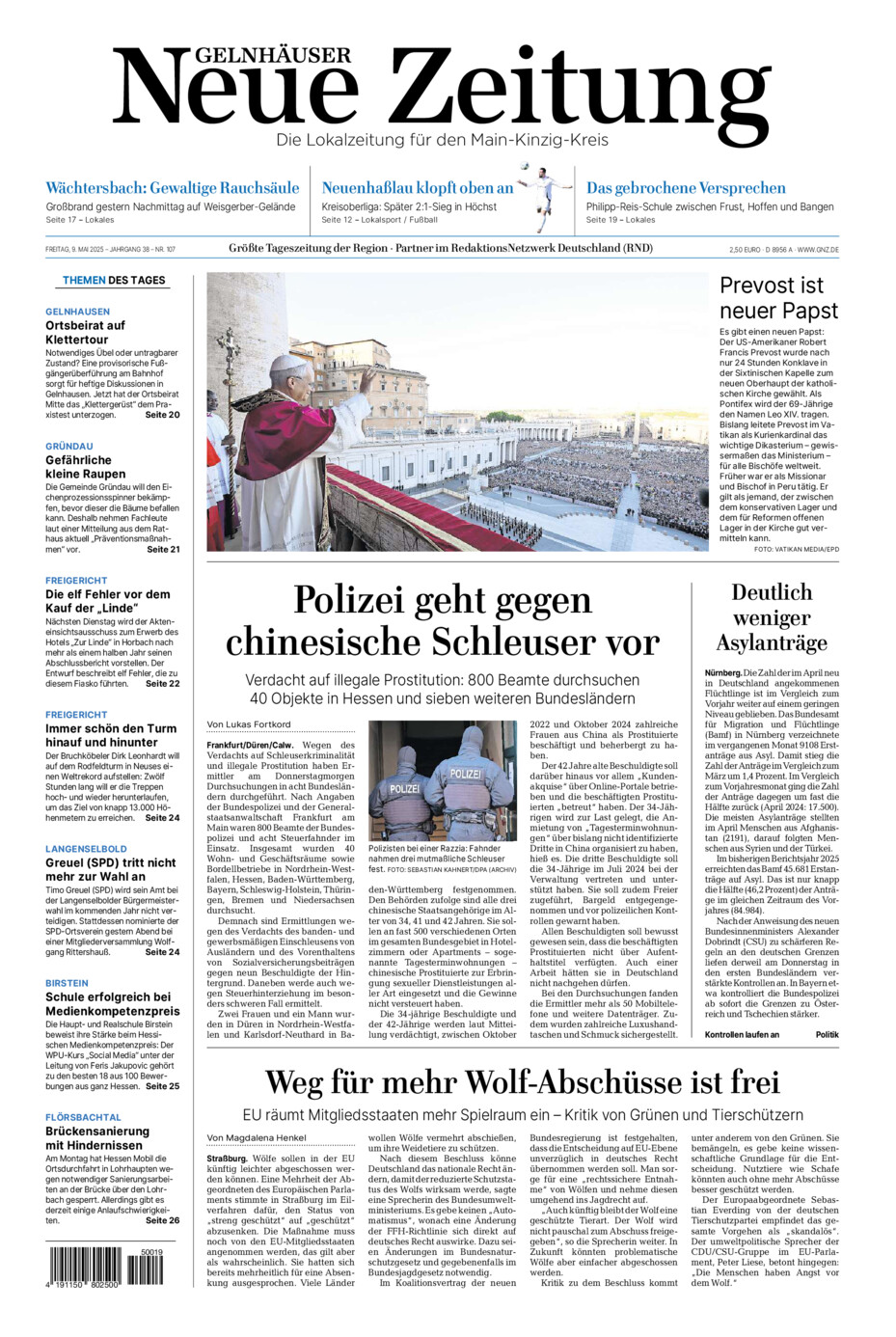 Gelnhäuser Neue Zeitung vom Freitag, 09.05.2025
