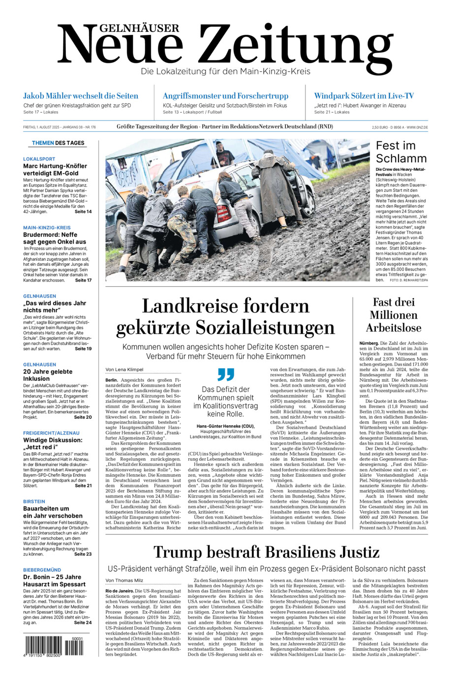 Gelnhäuser Neue Zeitung vom Freitag, 01.08.2025