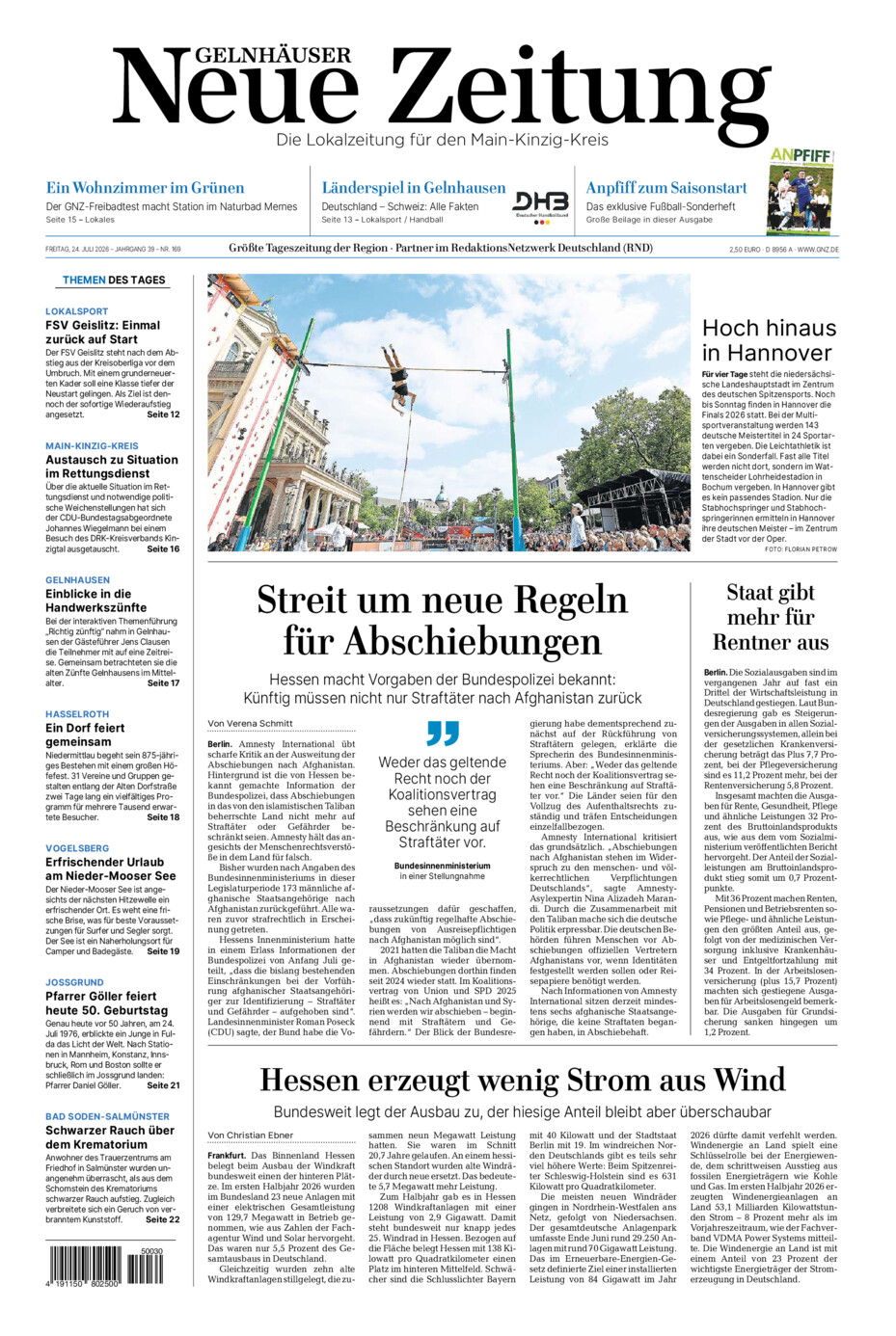 Gelnhäuser Neue Zeitung vom Freitag, 24.07.2026