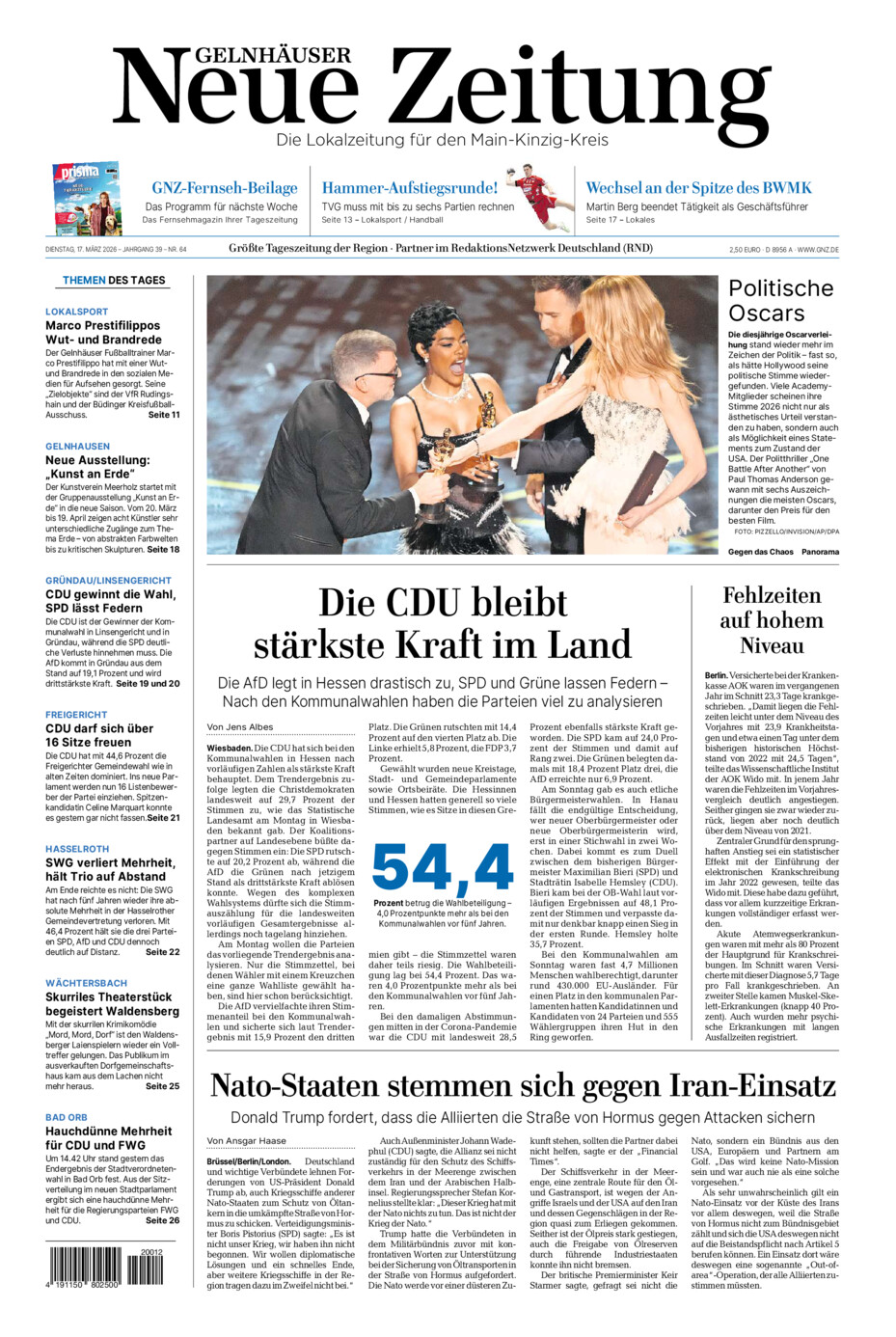 Gelnhäuser Neue Zeitung vom Dienstag, 17.03.2026