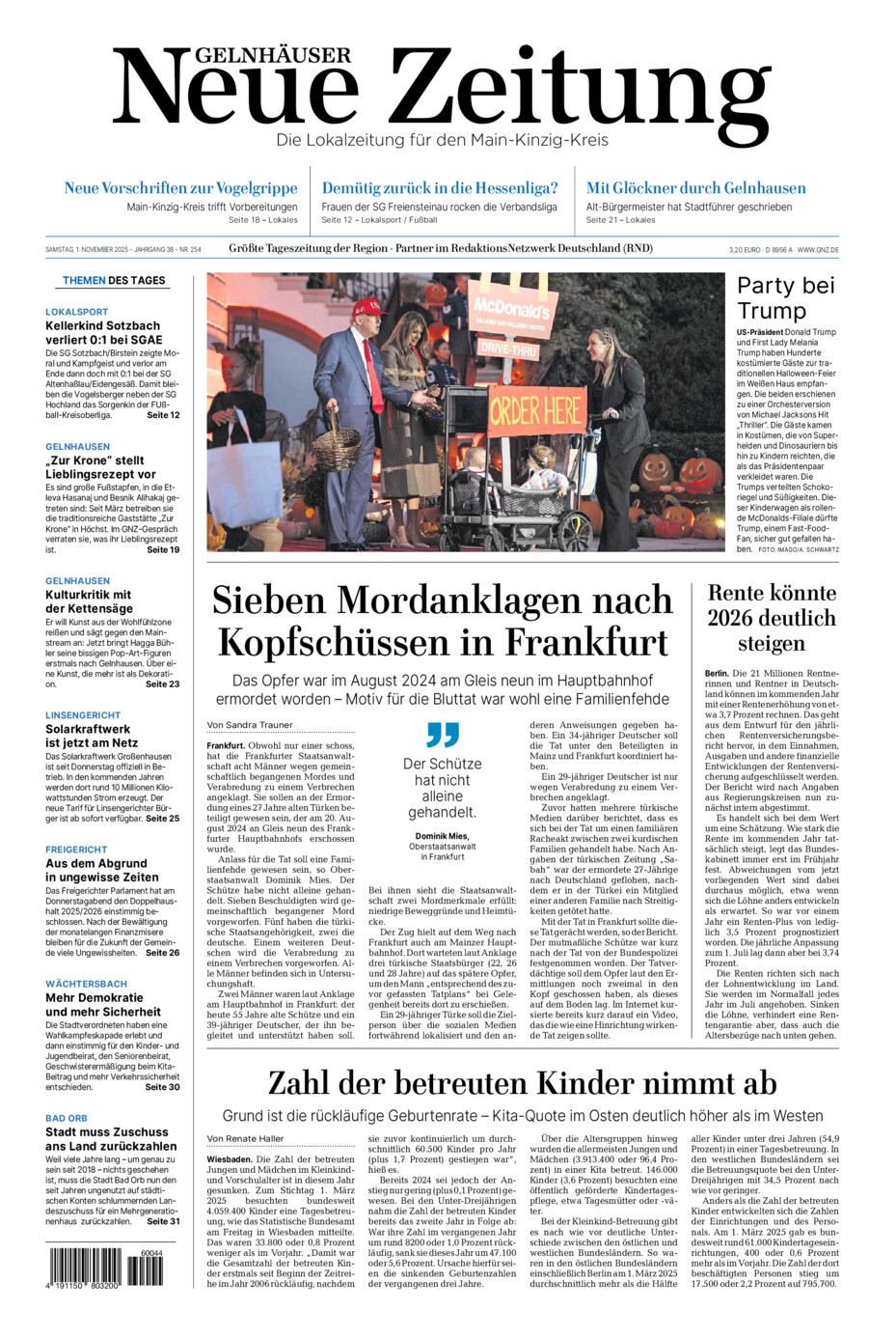 Gelnhäuser Neue Zeitung vom Samstag, 01.11.2025