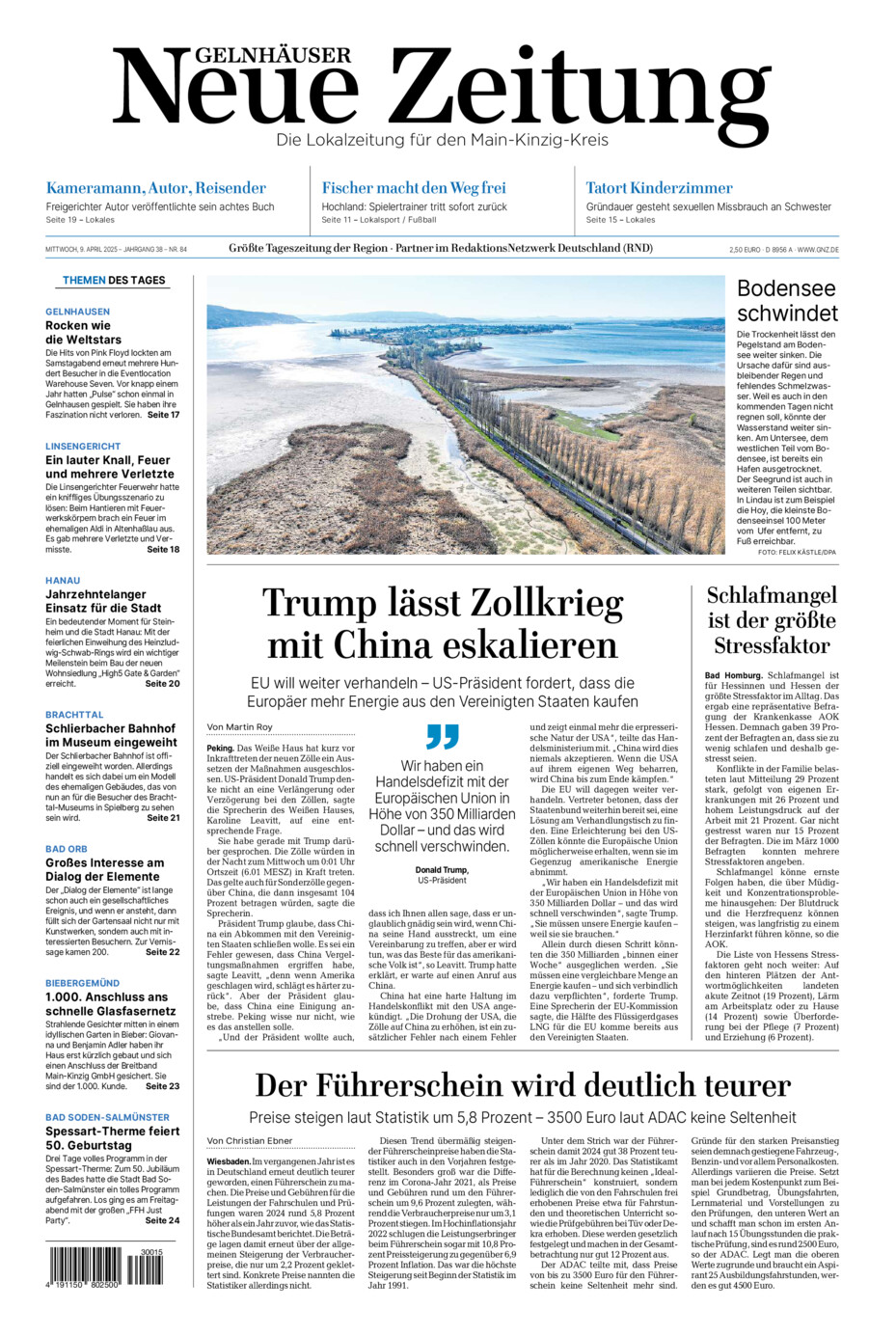 Gelnhäuser Neue Zeitung vom Mittwoch, 09.04.2025