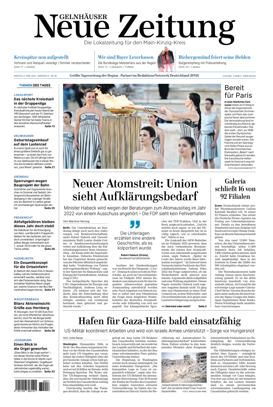 Gelnhäuser Neue Zeitung vom Samstag, 27.04.2024