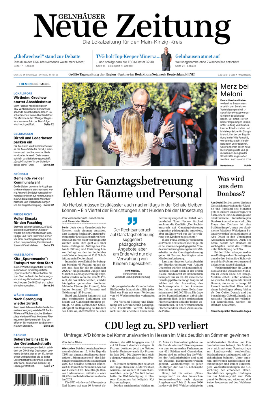 Gelnhäuser Neue Zeitung vom Samstag, 24.01.2026
