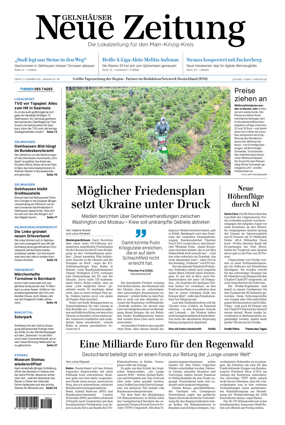 Gelnhäuser Neue Zeitung vom Freitag, 21.11.2025