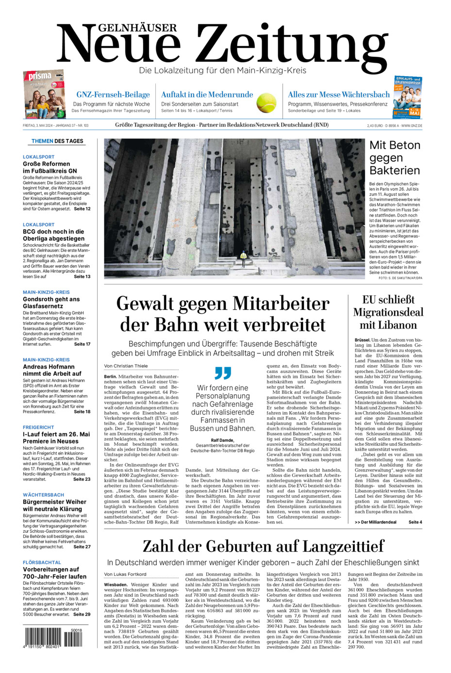 Gelnhäuser Neue Zeitung vom Freitag, 03.05.2024