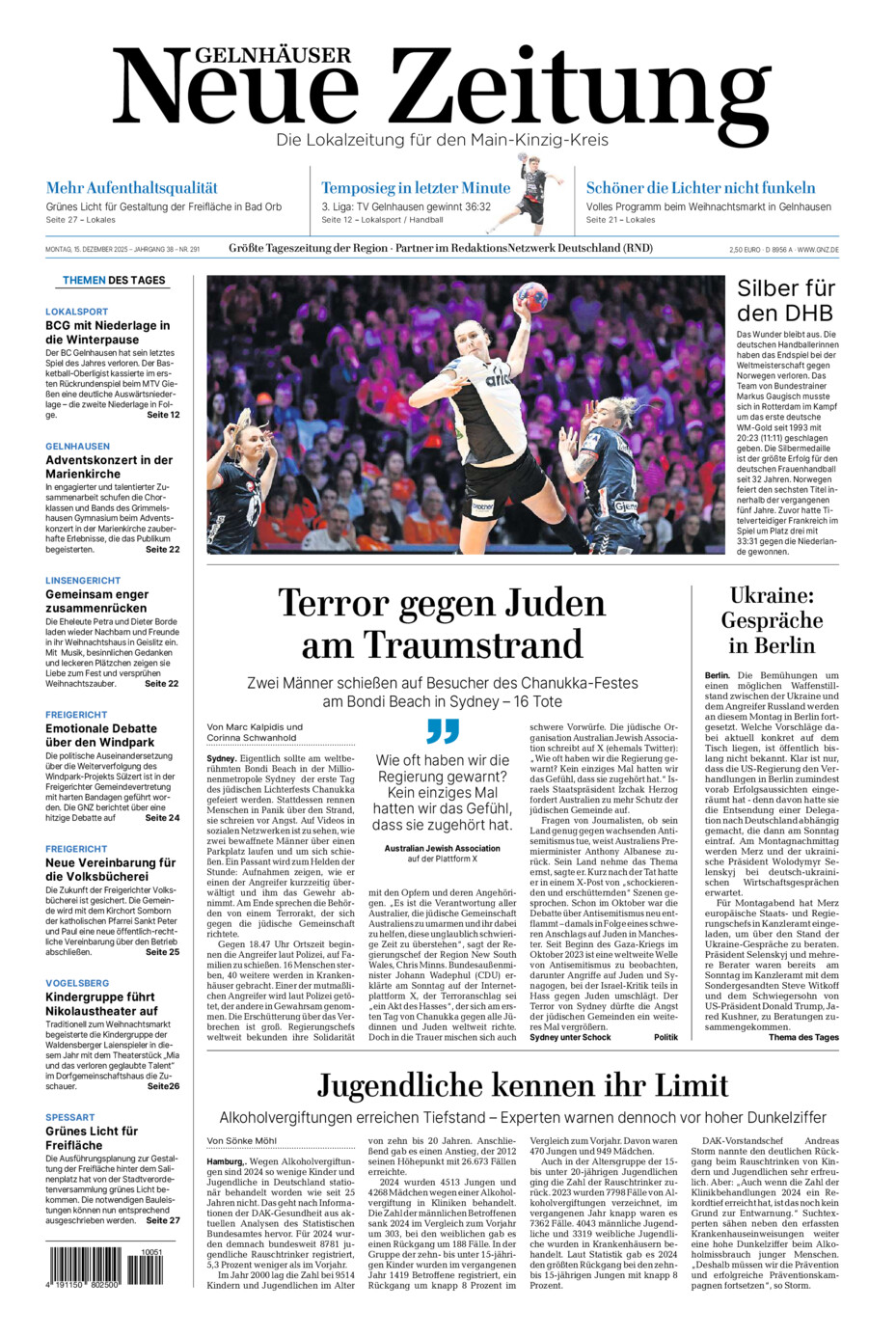 Gelnhäuser Neue Zeitung vom Montag, 15.12.2025