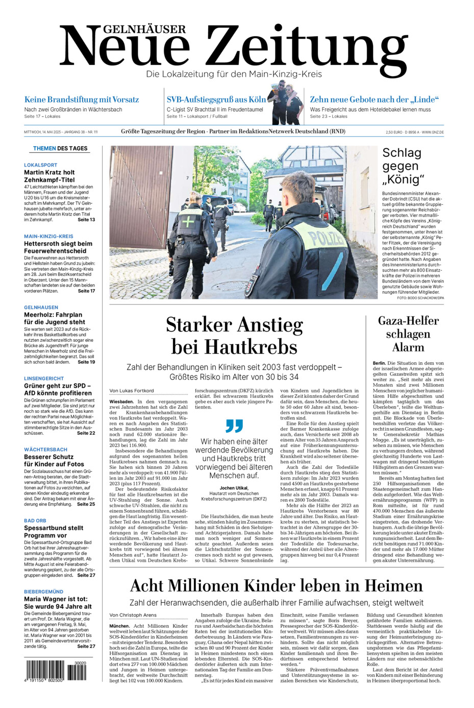 Gelnhäuser Neue Zeitung vom Mittwoch, 14.05.2025