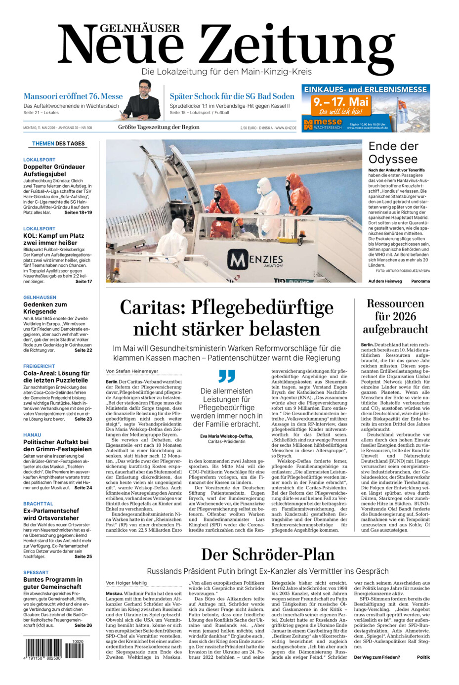 Gelnhäuser Neue Zeitung vom Montag, 11.05.2026